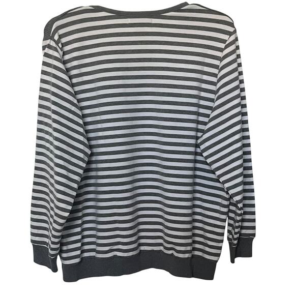 C.D. DANIELS LONG RAGLAN SLV ROUND NECK TOP, WOMENS, 2X, GREY & WHITE STRIPES - Picture 5 of 11